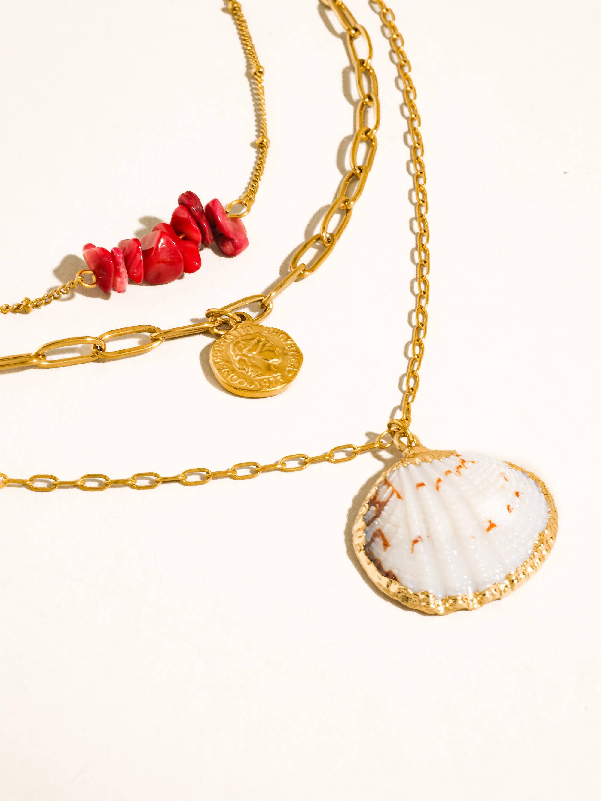 Shellee Shell Layered Necklace – 18K Gold Plated